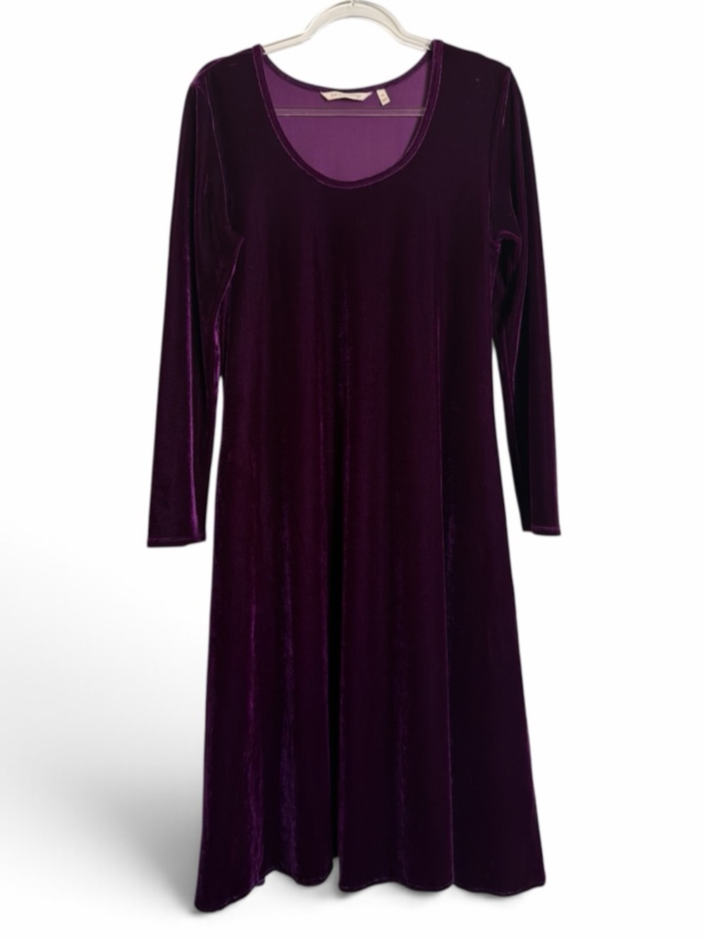 Soft Surroundings Velvet Midi Dress in Plum Whimsigoth Feminine Dress - Pockets! - Picture 2 of 7